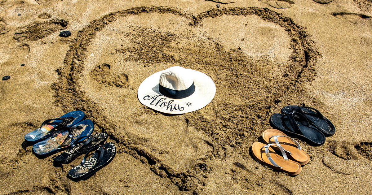 Aloha heart on the sand