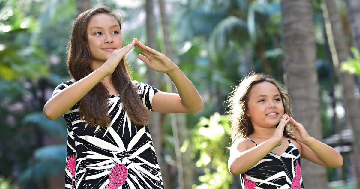 Kids learning hula