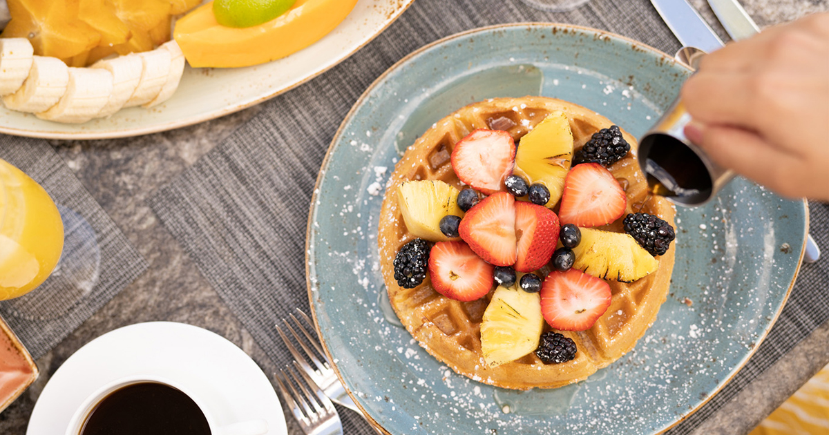 Waffle with fresh fruits