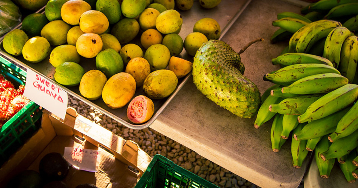 Tropical fruits on the market