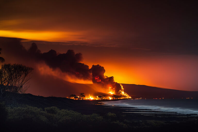 Maui fires at night