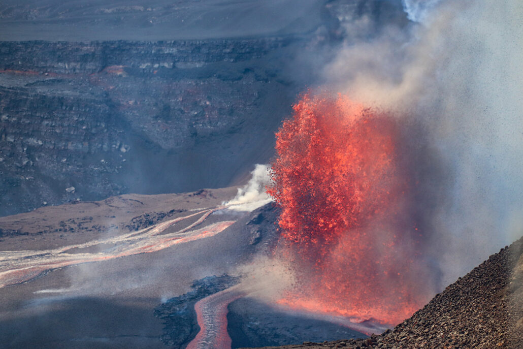 Lava fountain in the crater