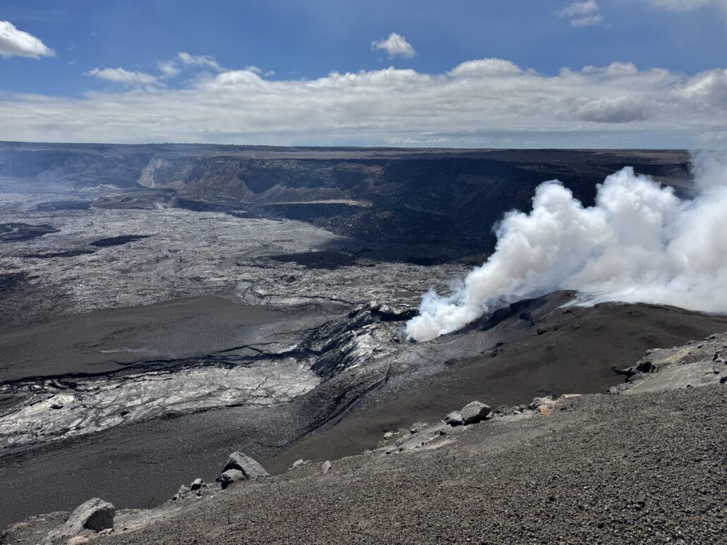 Smoke in the crater